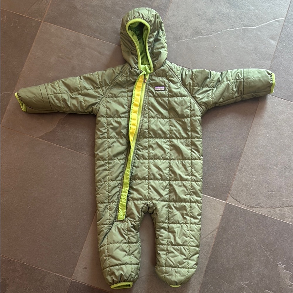Patagonia Infant Green Quilted Snowsuit